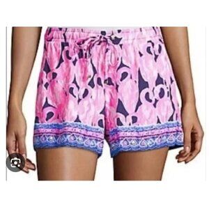 Lilly Pulitzer Katia Shorts Womens XS Pink Flamingo Print Elastic Waist